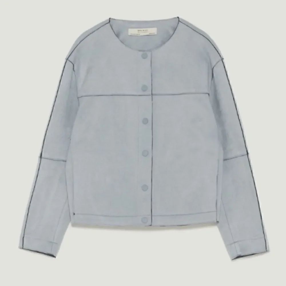 NEW ZARA Blue Suede Button Jacket